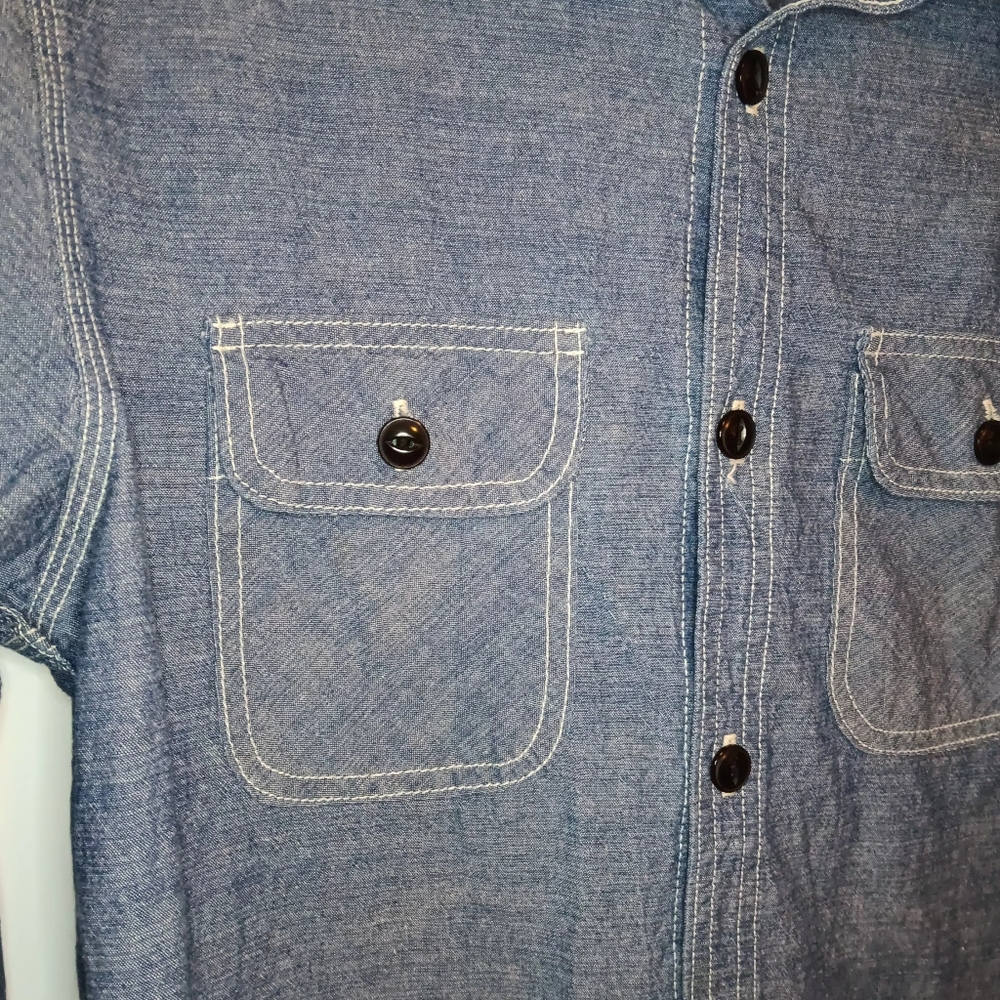 Five Brother Chambray Button Front Long Sleeve Shirt - Picture 5 of 7